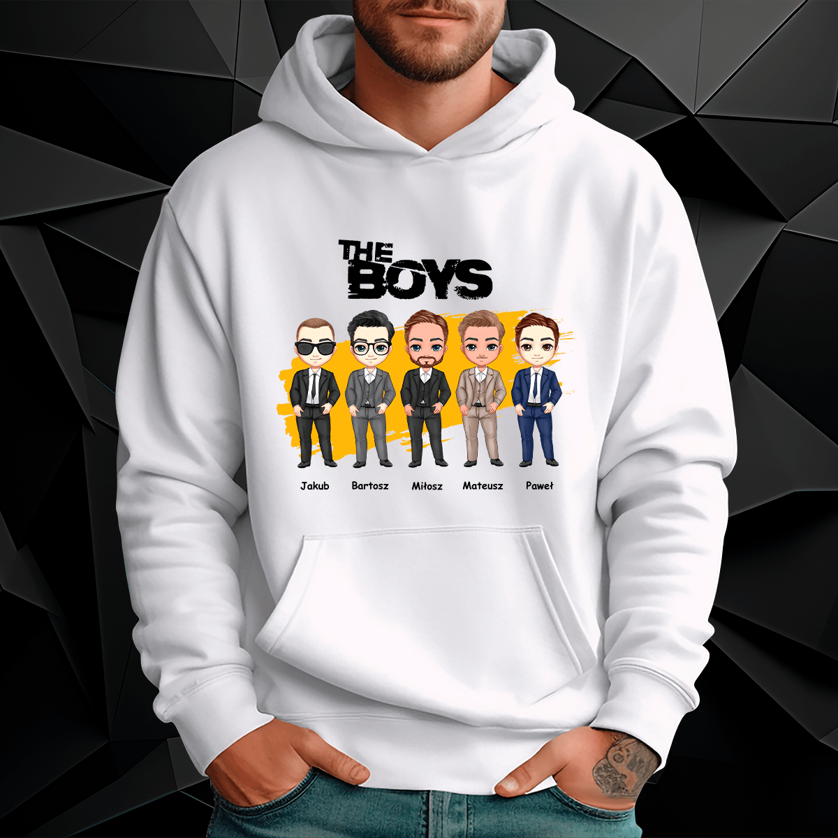 Personalizowana bluza męska z własnym nadrukiem THE BOYS - prezent dla niego - idamell.com