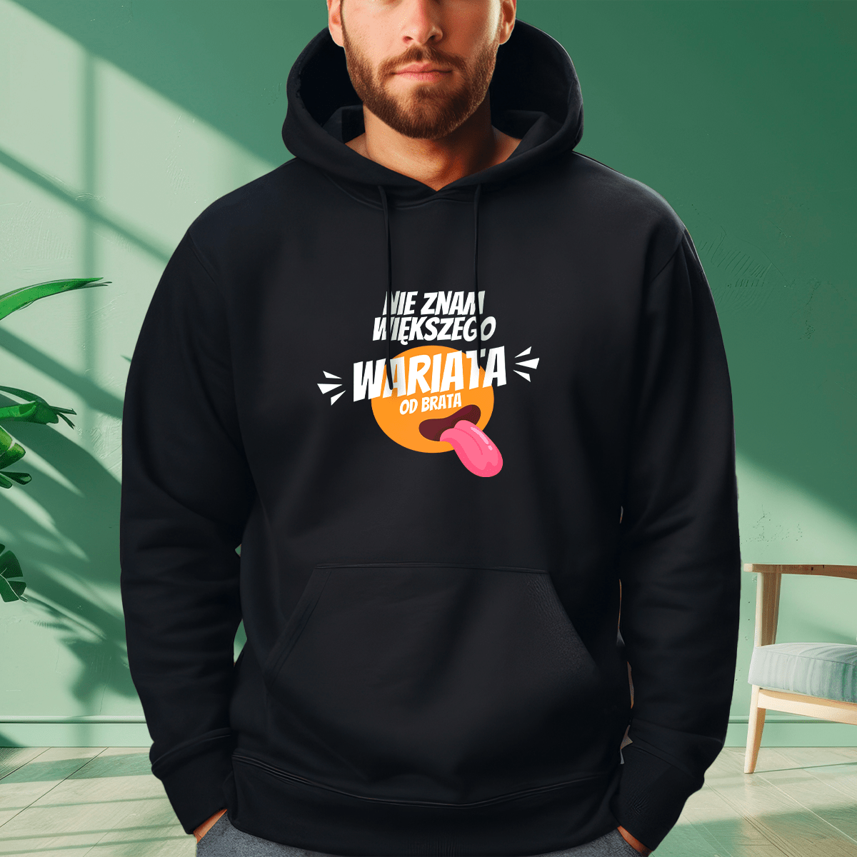 Personalizowana bluza męska z własnym nadrukiem WARIAT - prezent dla brata - idamell.com