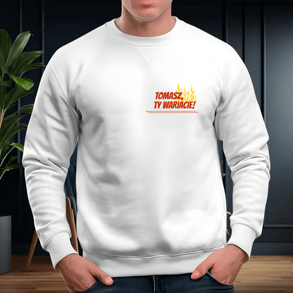 Personalizowana bluza męska z własnym nadrukiem WARIAT - prezent dla przyjaciela - idamell.com