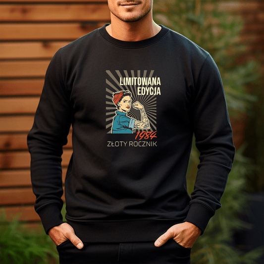 Personalizowana bluza męska z własnym nadrukiem ZŁOTY ROCZNIK - prezent dla mężczyzny - idamell.com