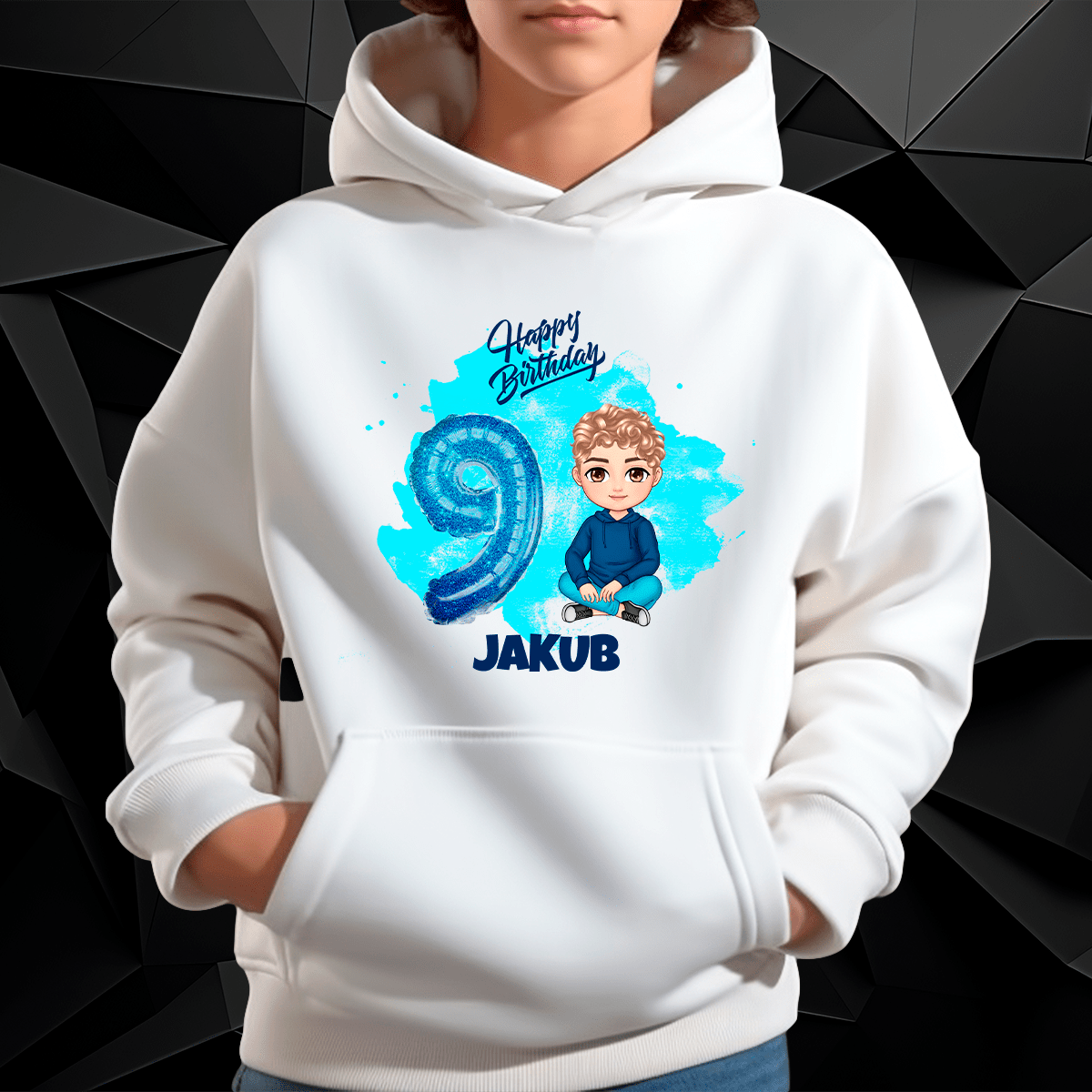 Personalizowana bluza z własnym nadrukiem HAPPY BIRTHDAY - prezent dla dziecka - idamell.com
