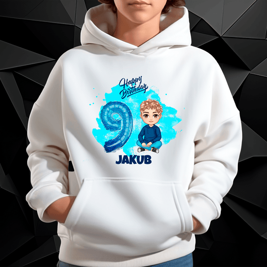 Personalizowana bluza z własnym nadrukiem HAPPY BIRTHDAY - prezent dla dziecka - idamell.com