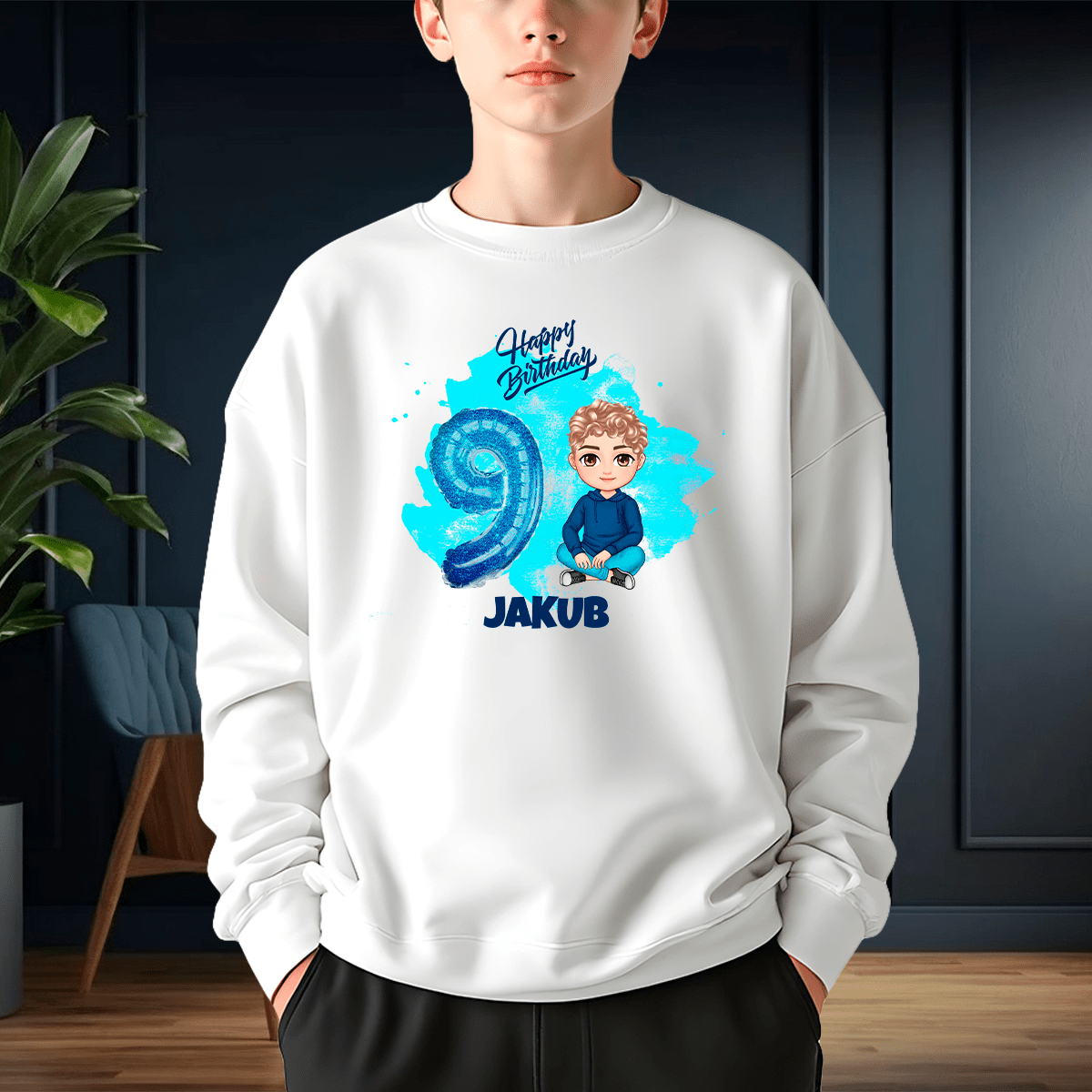 Personalizowana bluza z własnym nadrukiem HAPPY BIRTHDAY - prezent dla dziecka - idamell.com