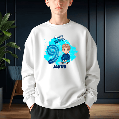 Personalizowana bluza z własnym nadrukiem HAPPY BIRTHDAY - prezent dla dziecka - idamell.com