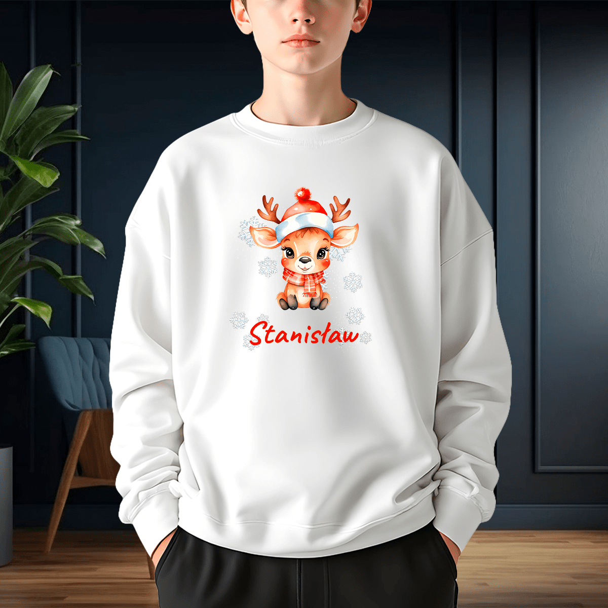 Personalizowana bluza z własnym nadrukiem RENIFER - prezent dla dziecka - idamell.com