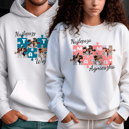 Personalizowane bluzy z własnym nadrukiem MAMA & TATA - prezent dla rodziców - idamell.com