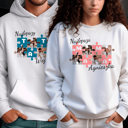 Personalizowane bluzy z własnym nadrukiem MAMA & TATA - prezent dla rodziców - idamell.com
