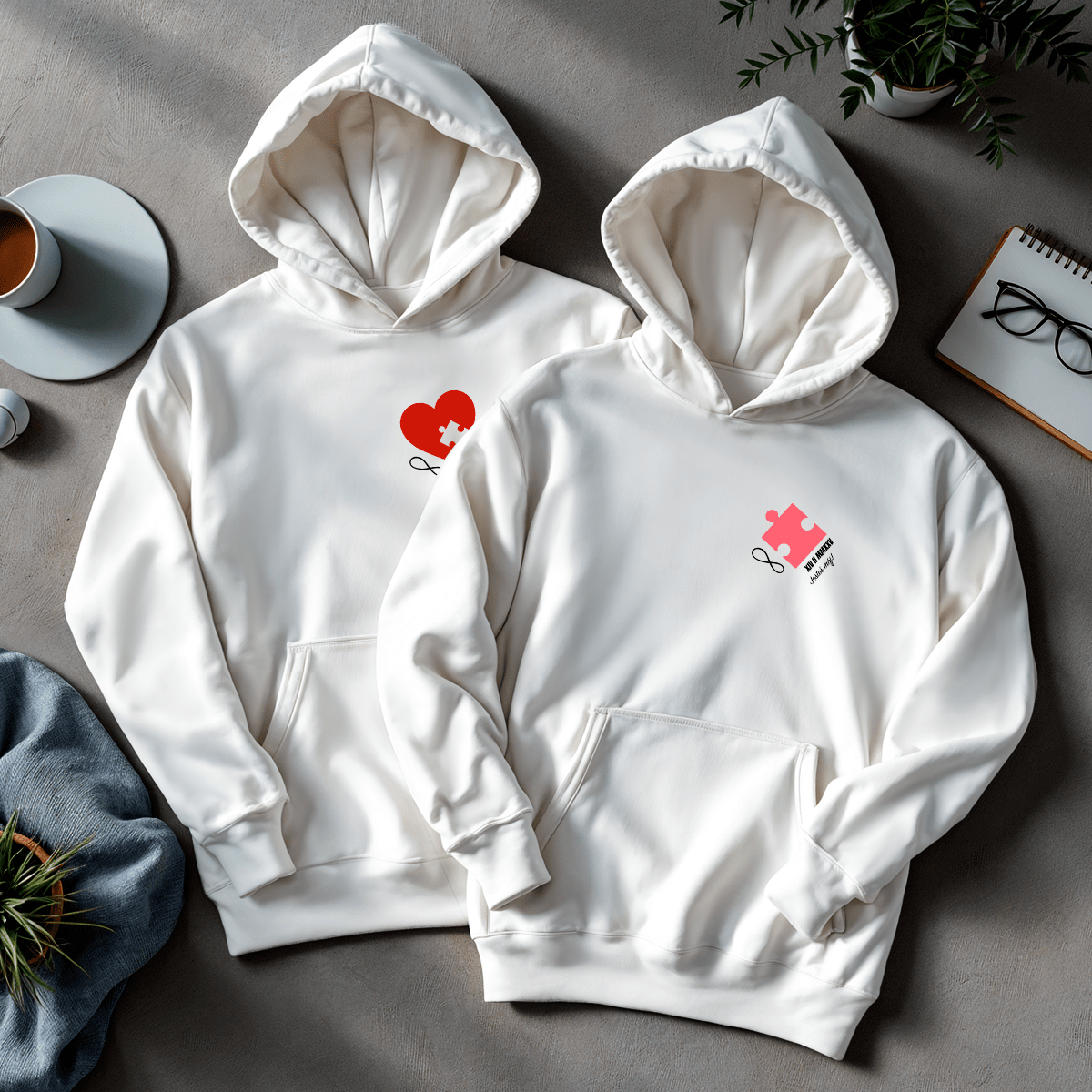 Personalizowane bluzy z własnym nadrukiem NA ZAWSZE RAZEM - prezent dla pary - idamell.com
