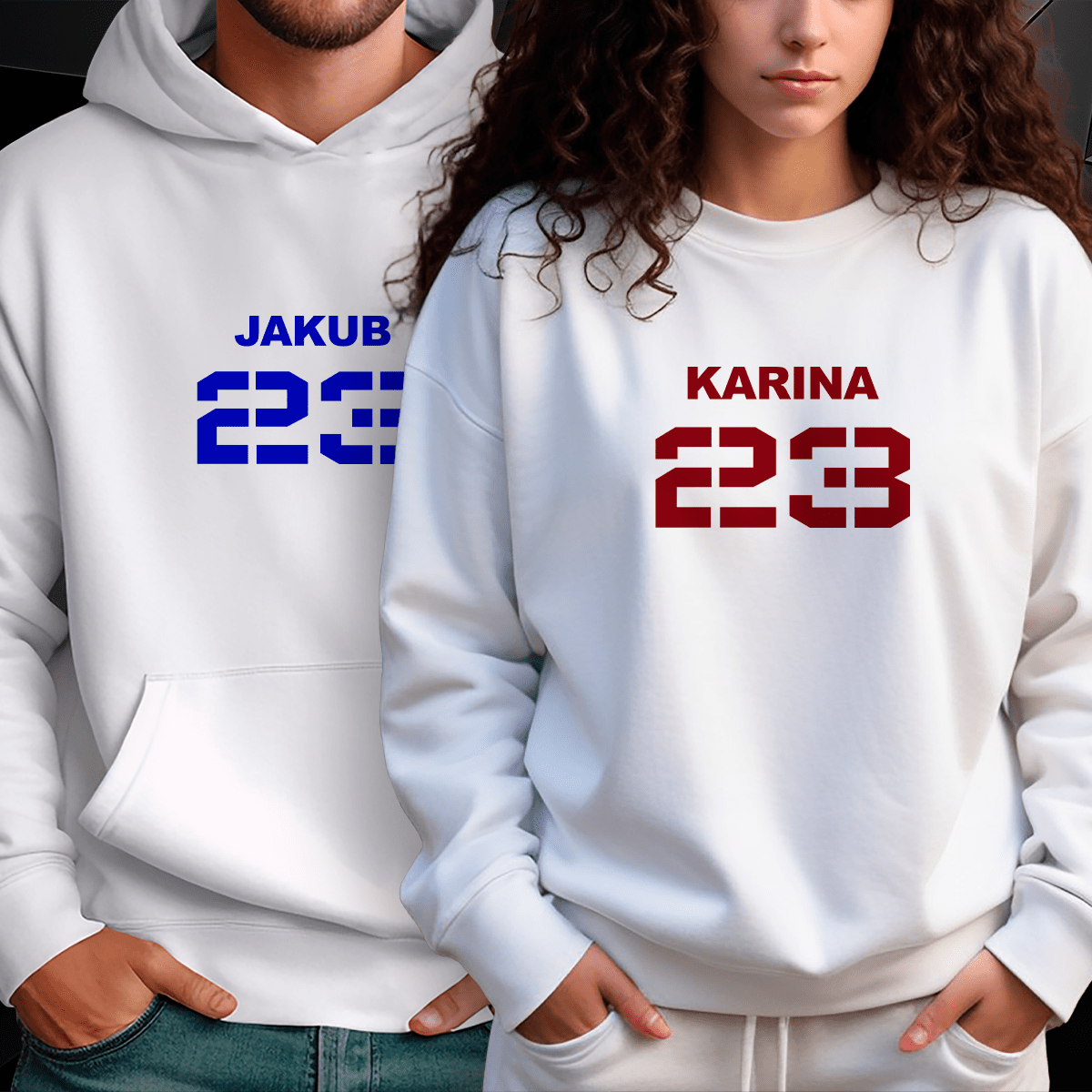Personalizowane bluzy z własnym nadrukiem ON & ONA - prezent dla pary - idamell.com