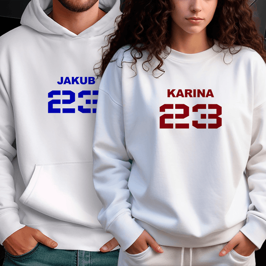 Personalizowane bluzy z własnym nadrukiem ON & ONA - prezent dla pary - idamell.com
