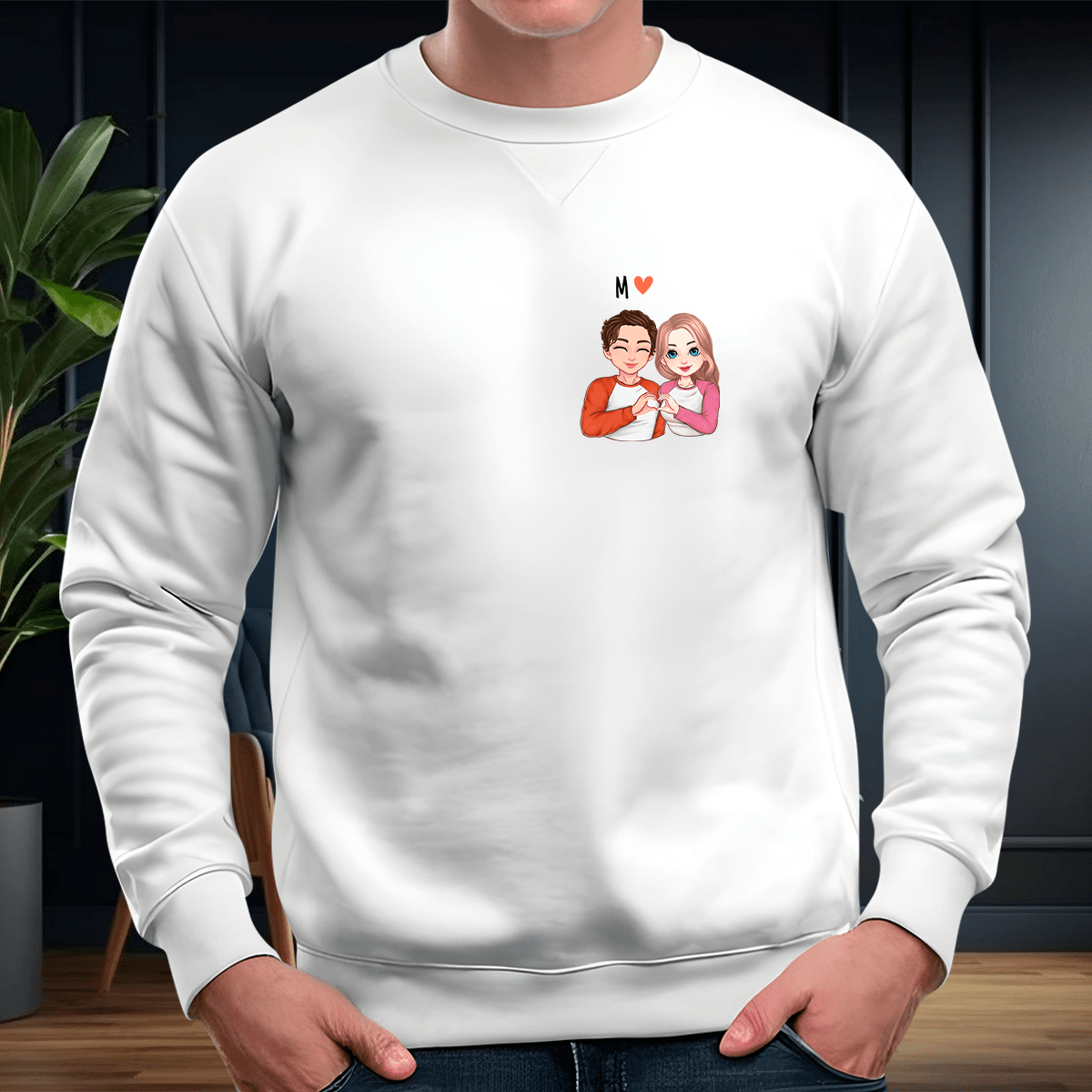 Personalizowane bluzy z własnym nadrukiem PARA + INICJAŁY - prezent dla pary - idamell.com