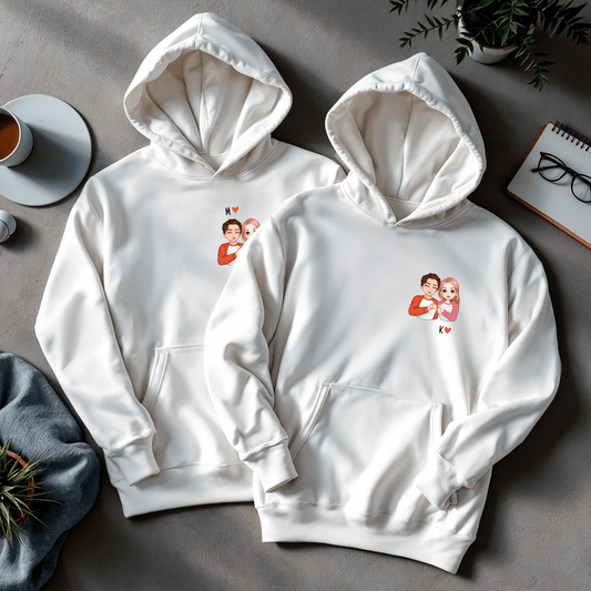 Personalizowane bluzy z własnym nadrukiem PARA + INICJAŁY - prezent dla pary - idamell.com