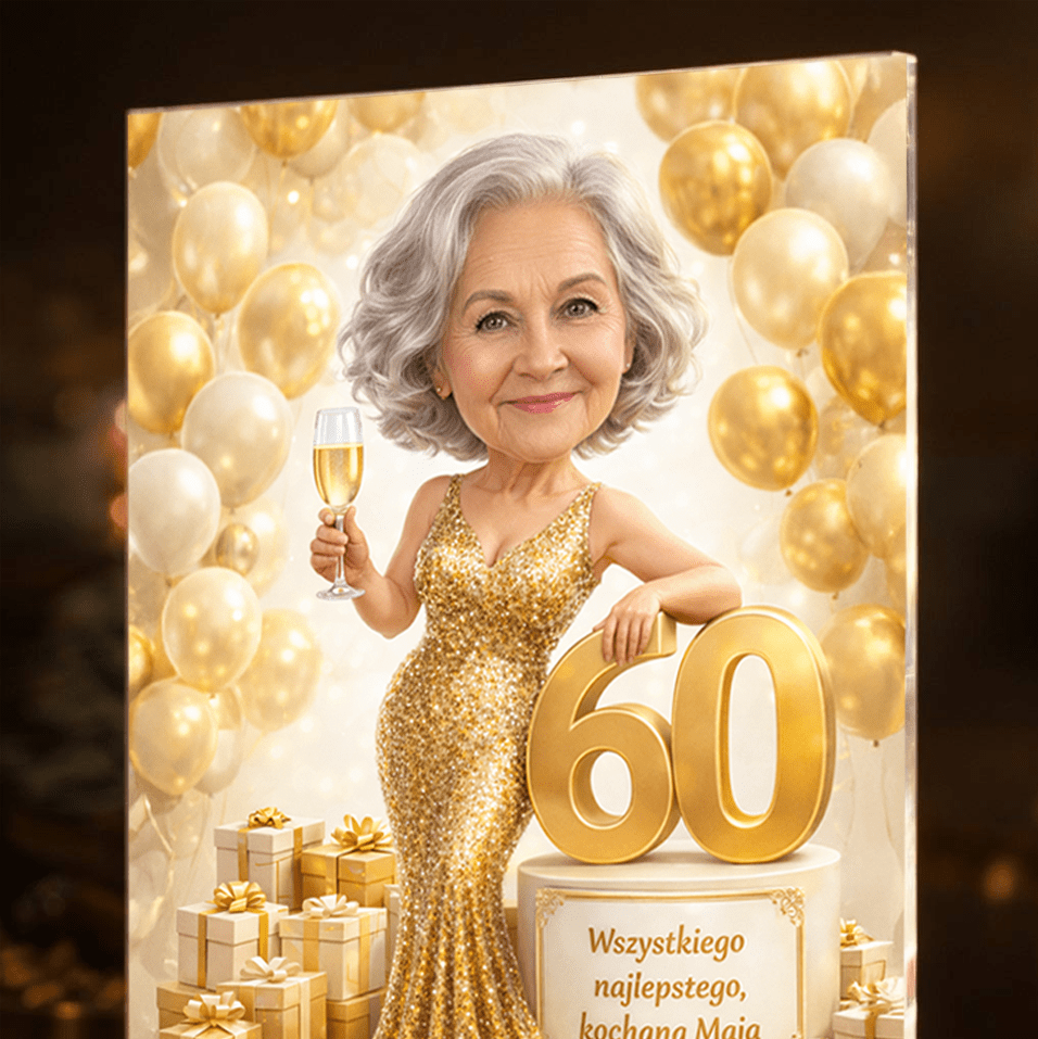 Personalizowany portret dla Babci na urodziny – portret na szkle akrylowym - idamell.com