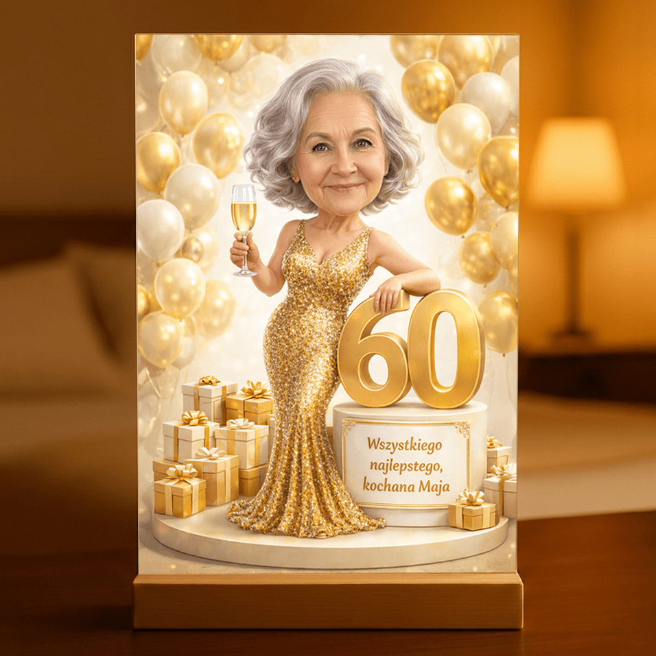 Personalizowany portret dla Babci na urodziny – portret na szkle akrylowym - idamell.com