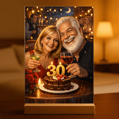 Personalizowany portret dla pary w bajkowym stylu – nadruk na szkle akrylowym - idamell.com