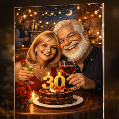 Personalizowany portret dla pary w bajkowym stylu – nadruk na szkle akrylowym - idamell.com