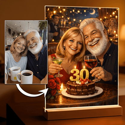 Personalizowany portret dla pary w bajkowym stylu – nadruk na szkle akrylowym - idamell.com