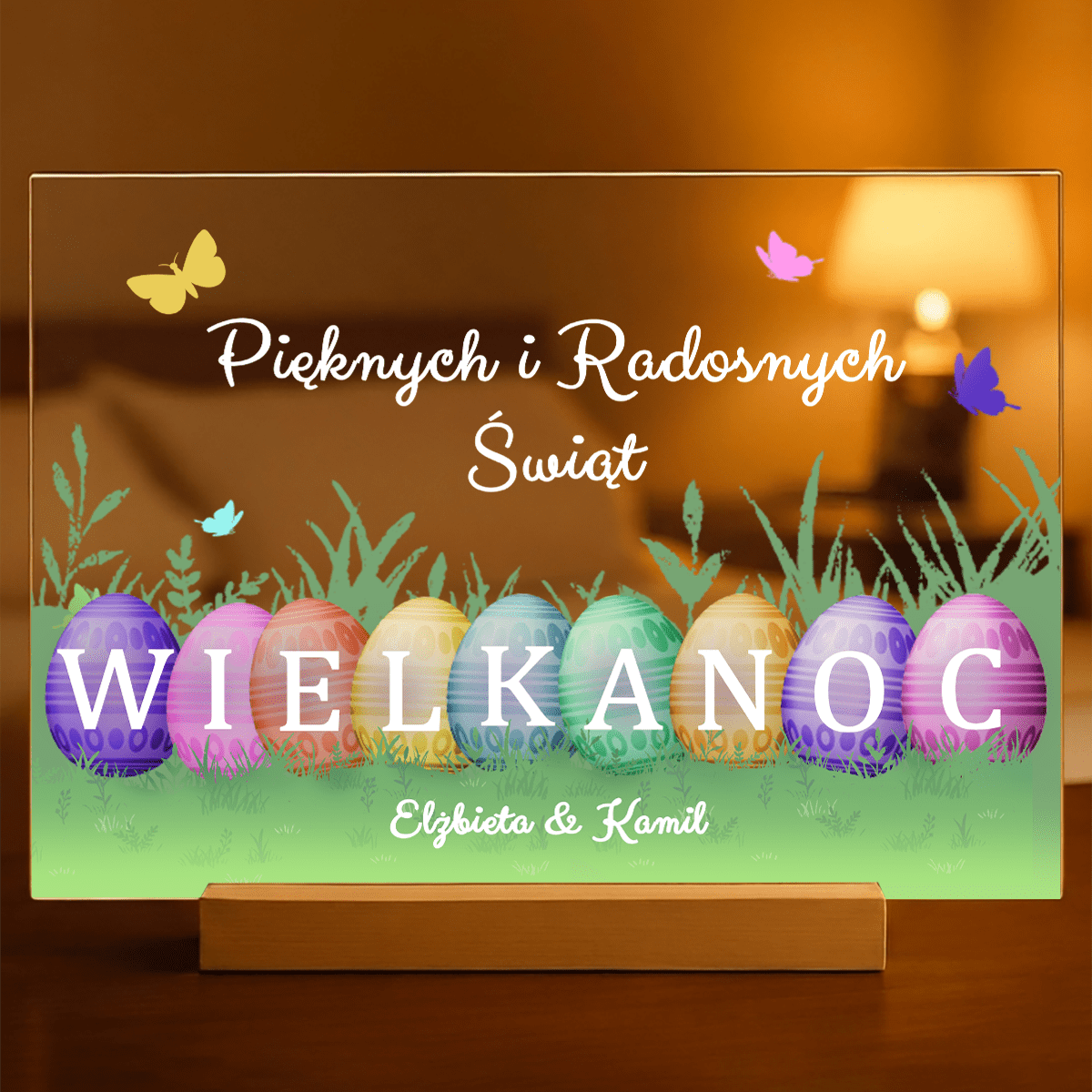 Pięknych i radosnych świąt - Druk na szkle, spersonalizowany prezent na Wielkanoc - idamell.com