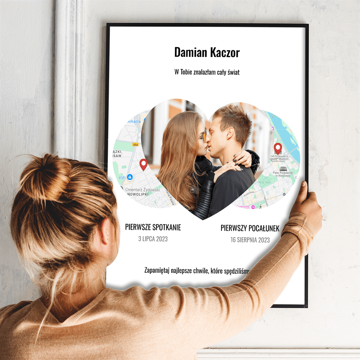 Pierwsza randka - plakat, spersonalizowany prezent dla niego - idamell.com