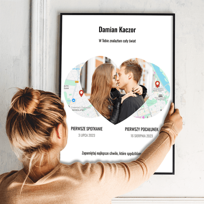 Pierwsza randka - plakat, spersonalizowany prezent dla niego - idamell.com