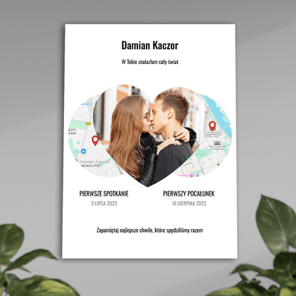 Pierwsza randka - plakat, spersonalizowany prezent dla niego - idamell.com