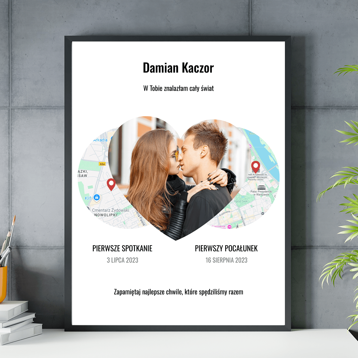 Pierwsza randka - plakat, spersonalizowany prezent dla niego - idamell.com