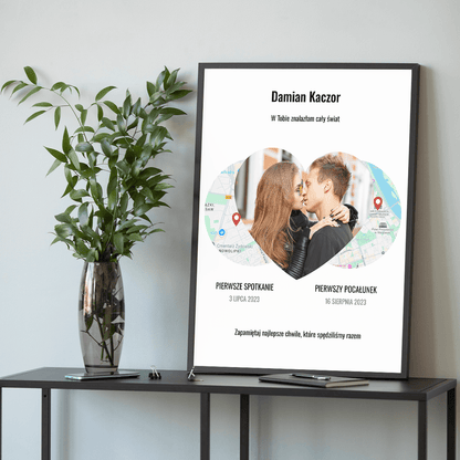 Pierwsza randka - plakat, spersonalizowany prezent dla niego - idamell.com