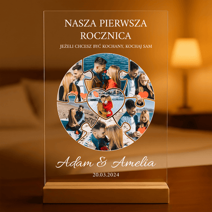 Pierwsza rocznica związku - Druk na szkle, spersonalizowany prezent dla pary - idamell.com
