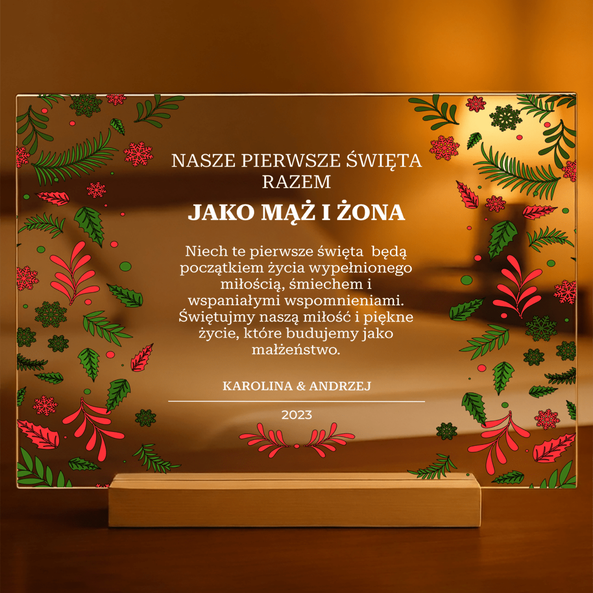 Pierwsza wspólna Gwiazdka - Druk na szkle, spersonalizowany prezent dla pary - idamell.com