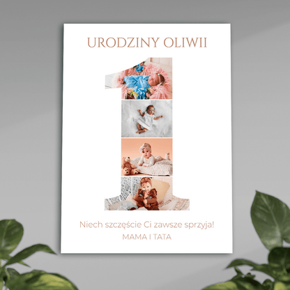 Pierwsze urodziny kolaż - plakat, spersonalizowany prezent dla dziecka - idamell.com