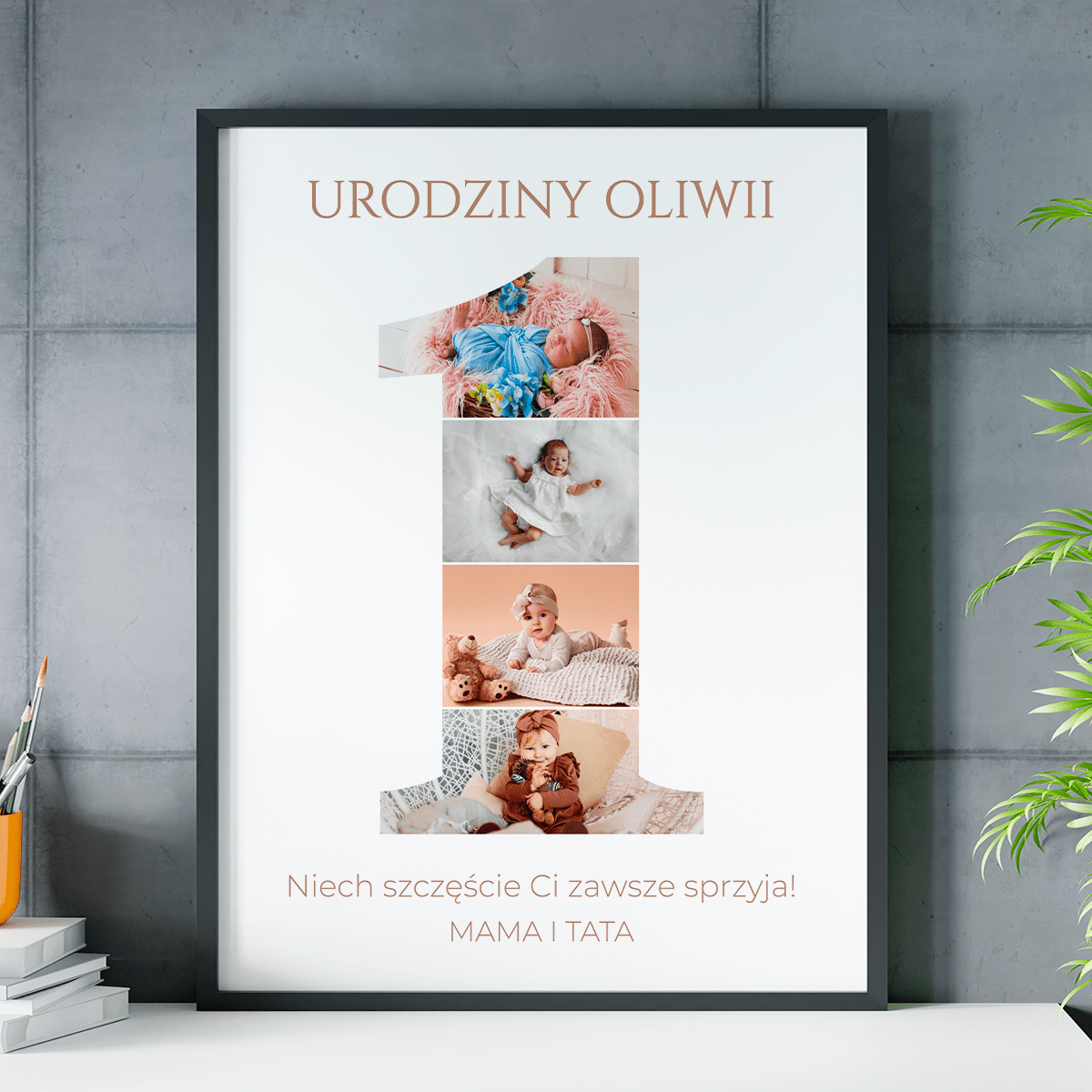 Pierwsze urodziny kolaż - plakat, spersonalizowany prezent dla dziecka - idamell.com