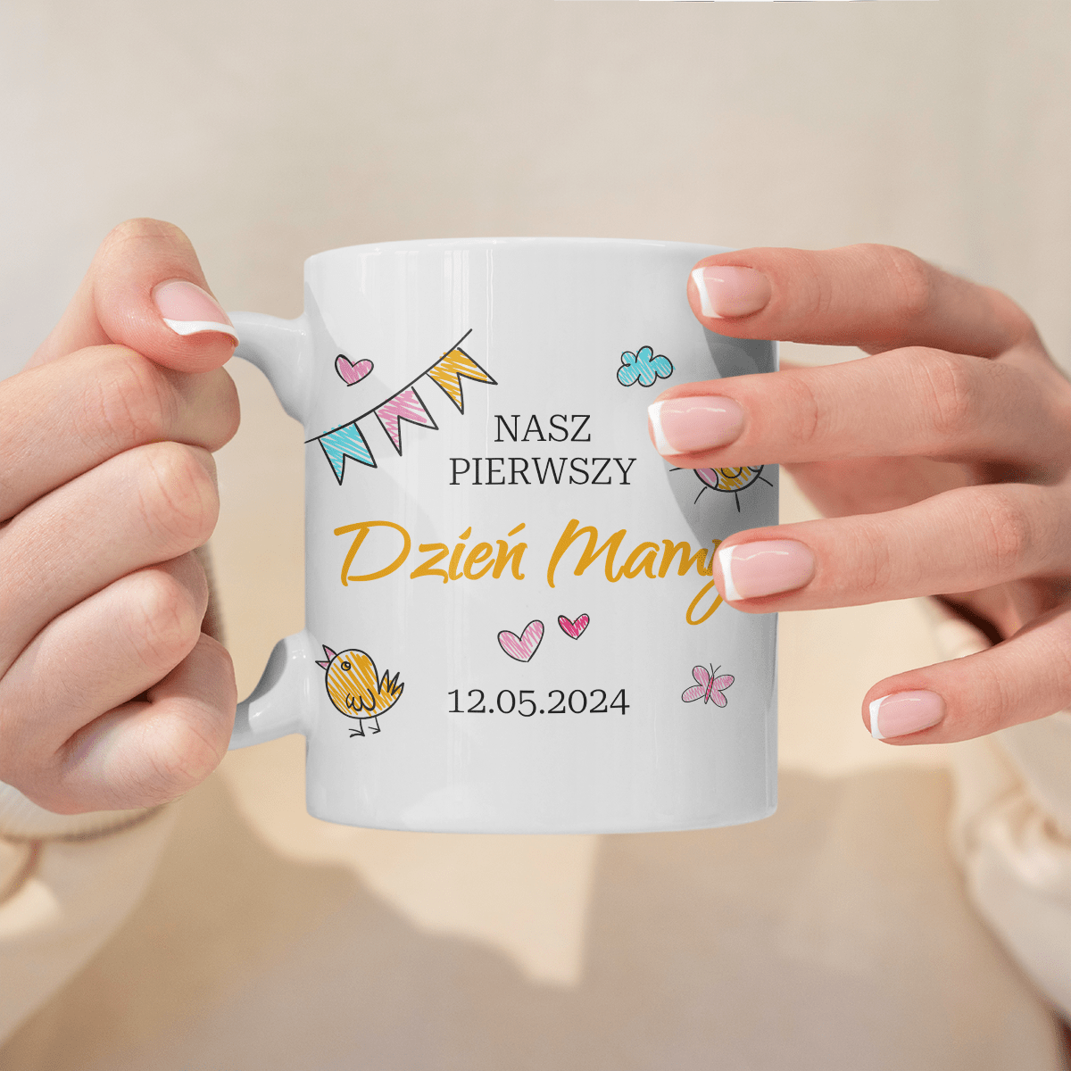 Pierwszy dzień mamy - 1x Kubek z nadrukiem, spersonalizowany prezent dla mamy - idamell.com