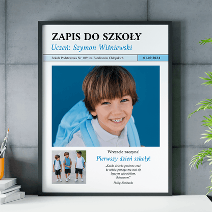 Pierwszy dzień szkoły - plakat, spersonalizowany prezent dla dziecka - idamell.com