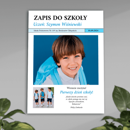Pierwszy dzień szkoły - plakat, spersonalizowany prezent dla dziecka - idamell.com