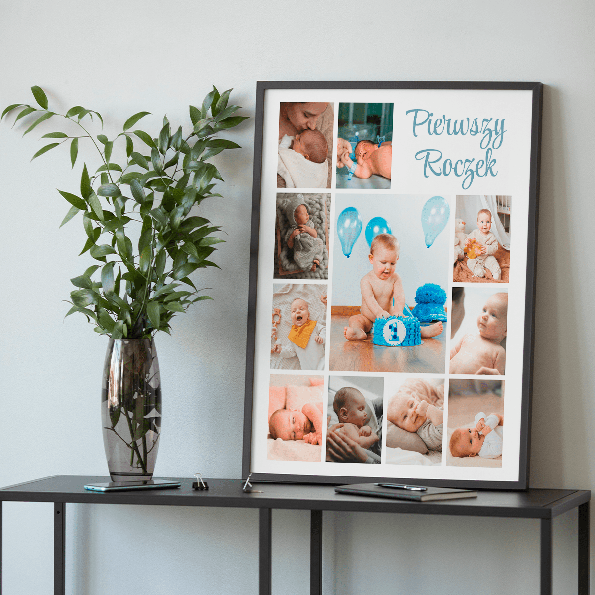 Pierwszy roczek - plakat, spersonalizowany prezent dla dziecka - idamell.com