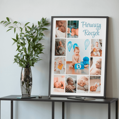 Pierwszy roczek - plakat, spersonalizowany prezent dla dziecka - idamell.com