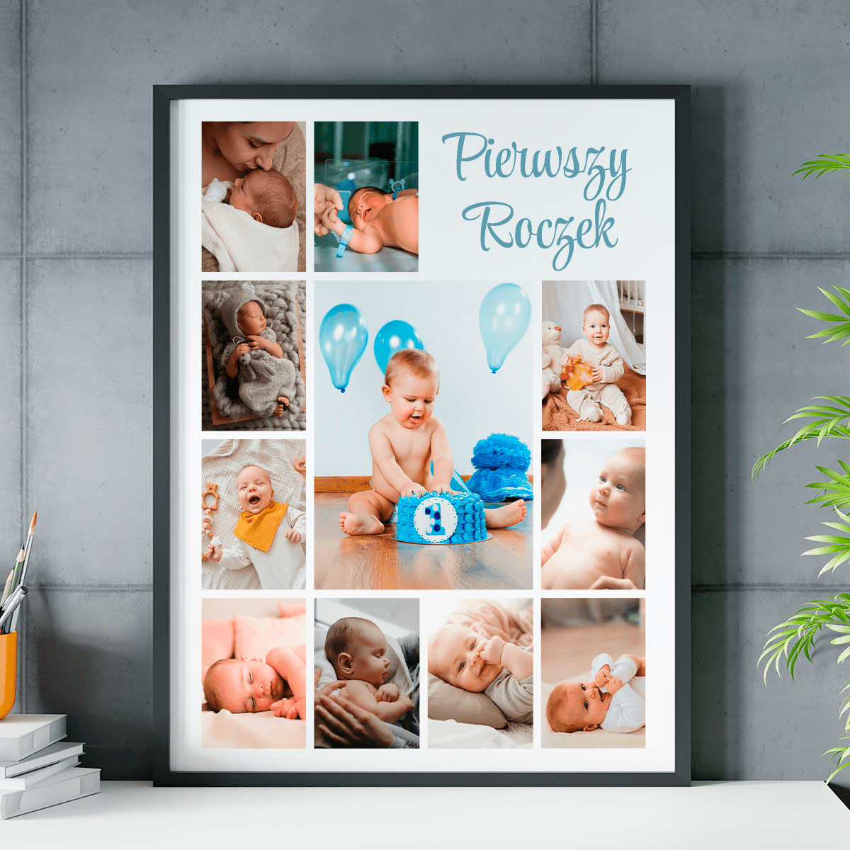 Pierwszy roczek - plakat, spersonalizowany prezent dla dziecka - idamell.com