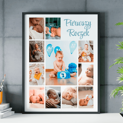 Pierwszy roczek - plakat, spersonalizowany prezent dla dziecka - idamell.com