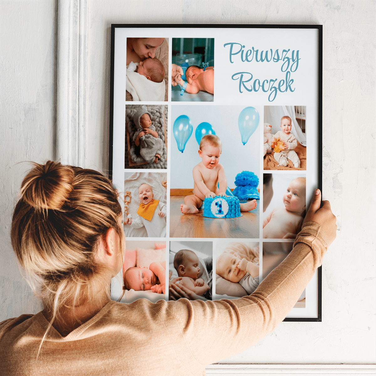 Pierwszy roczek - plakat, spersonalizowany prezent dla dziecka - idamell.com