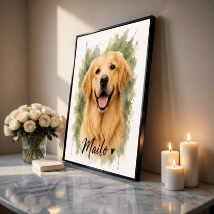 Pies efekt watercolor - plakat, spersonalizowany prezent dla właściciela psa - idamell.com