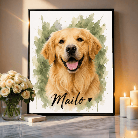 Pies efekt watercolor - plakat, spersonalizowany prezent dla właściciela psa - idamell.com