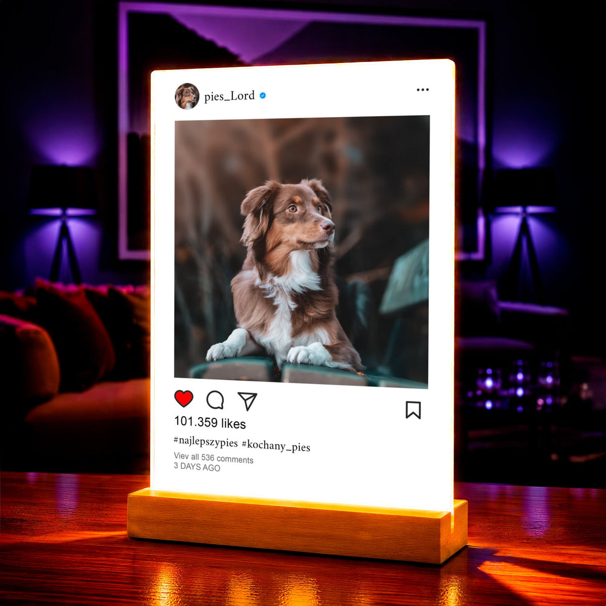Pies Instagram - Druk na szkle, spersonalizowany prezent - idamell.com