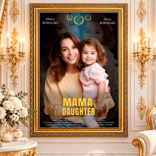 Portret ze zdjęcia na płótnie Plakat filmowy — prezent dla mamy