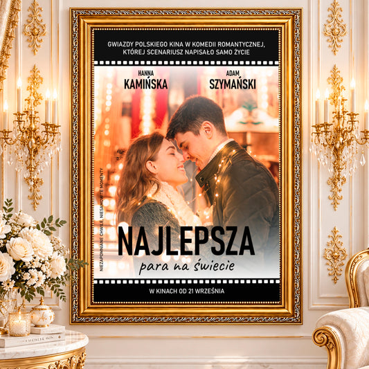 Kolaż ze zdjęć na płótnie Plakat filmowy — prezent dla pary