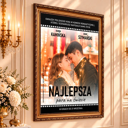 Kolaż ze zdjęć na płótnie Plakat filmowy — prezent dla pary