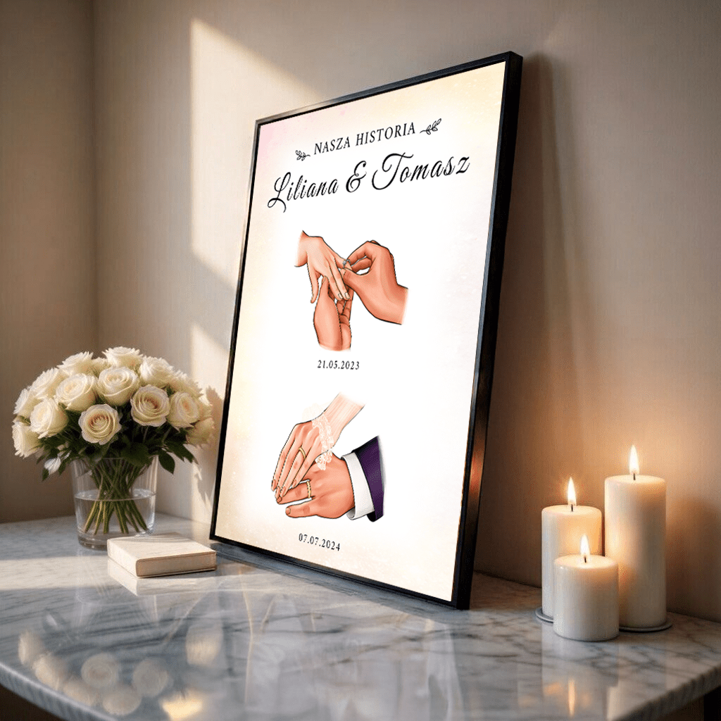Plakat personalizowany Nasza historia prezent na ślub - idamell.com