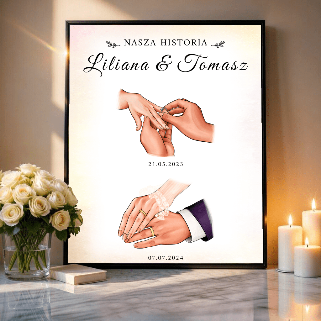 Plakat personalizowany Nasza historia prezent na ślub - idamell.com