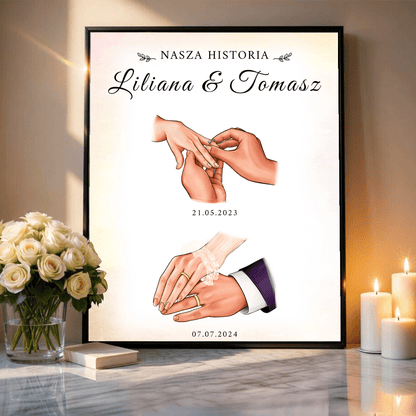Plakat personalizowany Nasza historia prezent na ślub - idamell.com