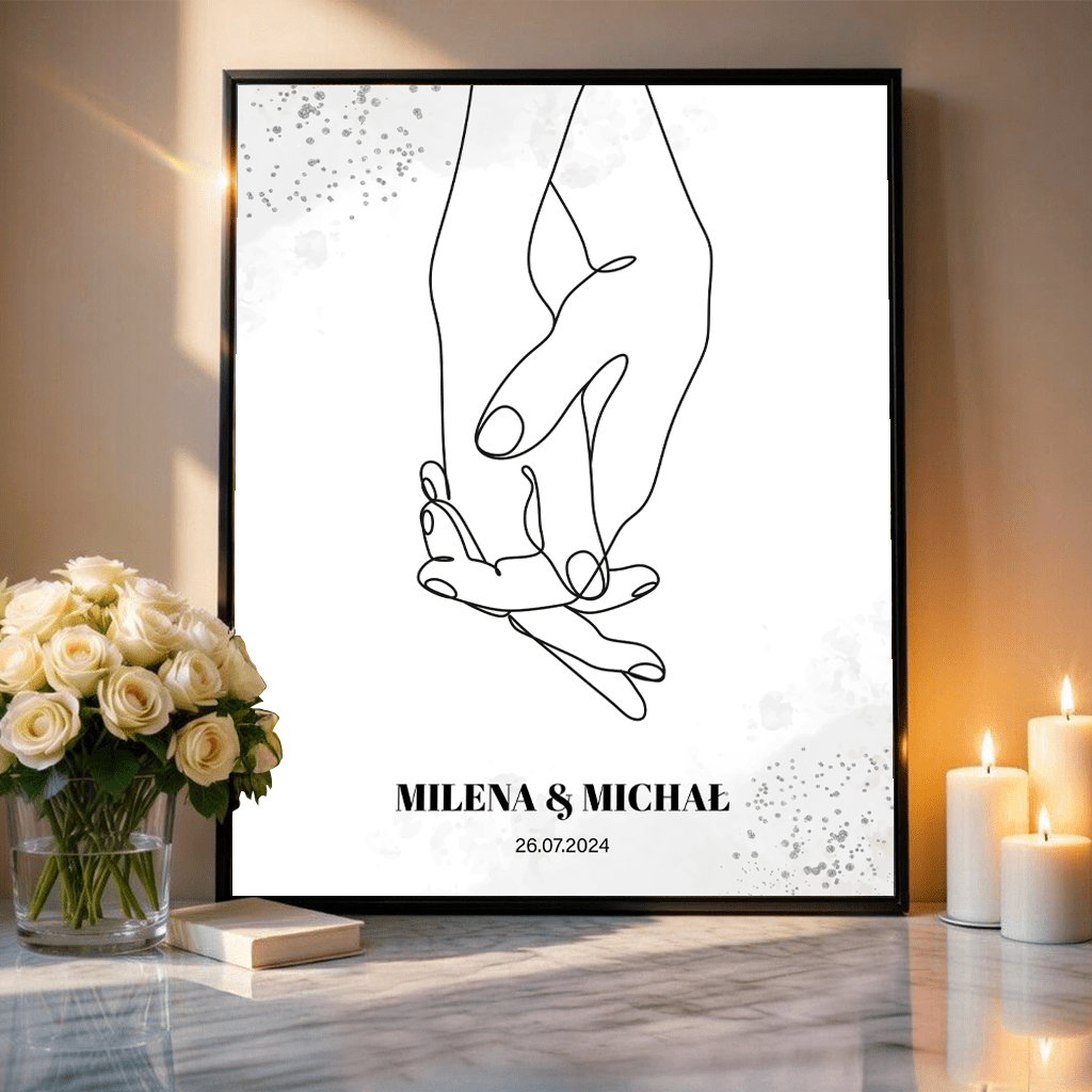 Plakat personalizowany Pamiątka ślubu prezent dla pary młodej - idamell.com