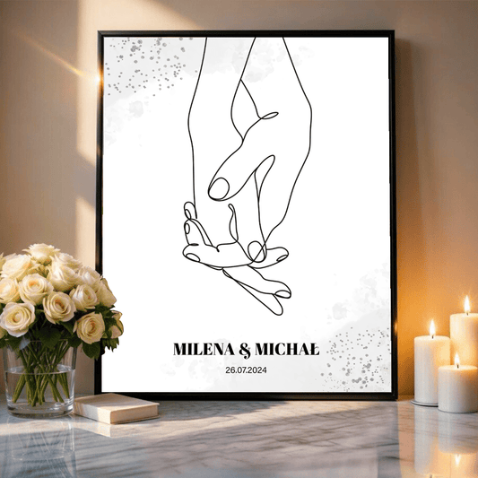 Plakat personalizowany Pamiątka ślubu prezent dla pary młodej - idamell.com